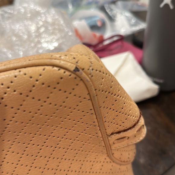 Vintage Celine leather tote with Diamond tooled pattern. 15x6x6.5. Light tan - Picture 14 of 16